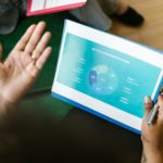 Person explaining the stages of setting up a business