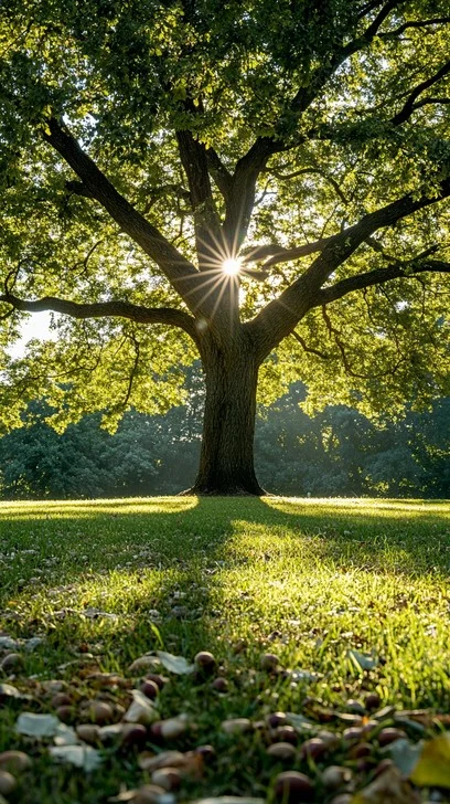 Sunlit Oak Tree